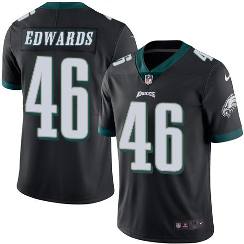 Men's Elite Herman Edwards Nike Jersey Black - #46 Rush NFL Philadelphia Eagles